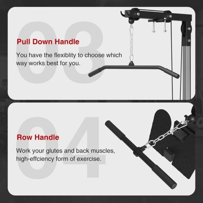 LAT Pull Down Attachment for 3"x3" Power Cage, 2000lbs Multi-Function Power Rack, Commercial Squat Rack for Home Gym Free Weight with Attachment Set - Image 4