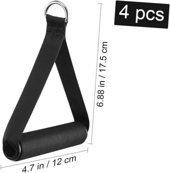 Garneck 4pcs Resistance Band Handles Plastic D Ring Exercise Strap Foam Handle Band Fitness Equipment for Home Gym Overhead Strength Training Stretching Black - Image 7