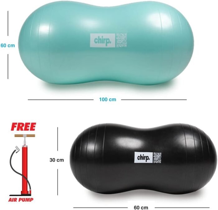 Chirp Cloud Peanut Mobility Ball for The Back, Physical Therapy Massager for Adults, Exercise Balance Ball, Sensory Therapy Toys for Autism & ADHD - 2 Pack (Mint 100x50cm, Black 60x30cm - Image 9