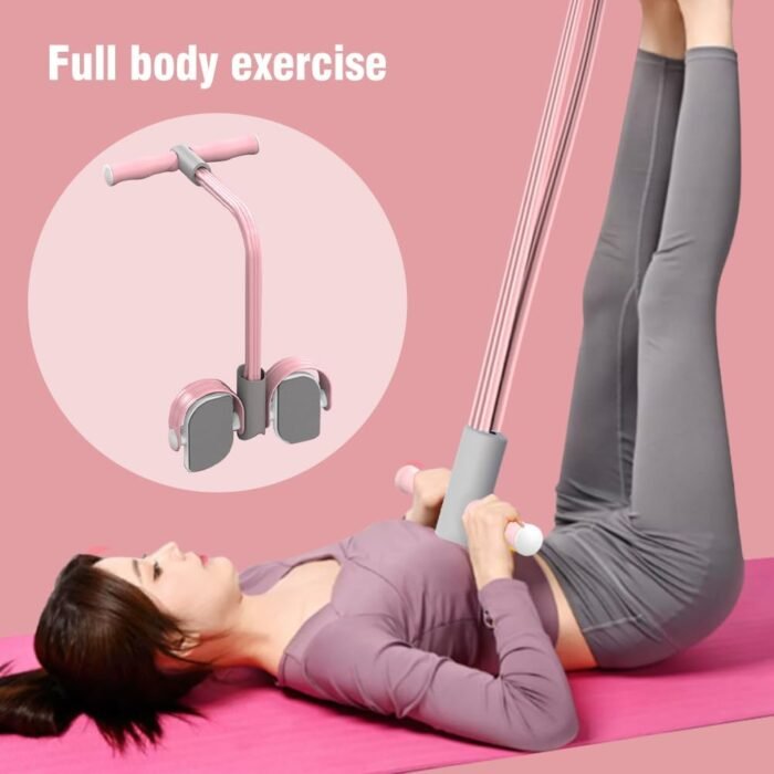 Multifunctional Pedal Puller Resistance Rope, 6 Tube Tension Rope Pull Up Pilate Equipment Yoga Tension Rope Leg Trainer Workout Tool for Full-Body Fitness(Pink) - Image 5