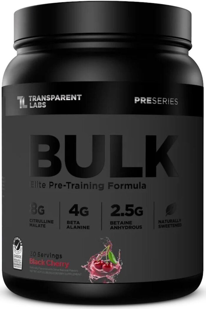 Transparent Labs Bulk Black Pre Workout - Clinically Dosed, Sugar Free Preworkout for Men and Women with Beta Alanine Powder, Citrulline Malate, & Caffeine - 30 Servings, Black Cherry - Image 2