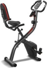 Exercise Bike Stationary Bike Folding Exercise Bike with 10 Level Adjustable Magentic Resistance Support Back Pad and Phone/Tablet Holder Arm Resistance Band Pulse Sensor LCD Monitor for Home Workout 265 LB Capacity - Image 2