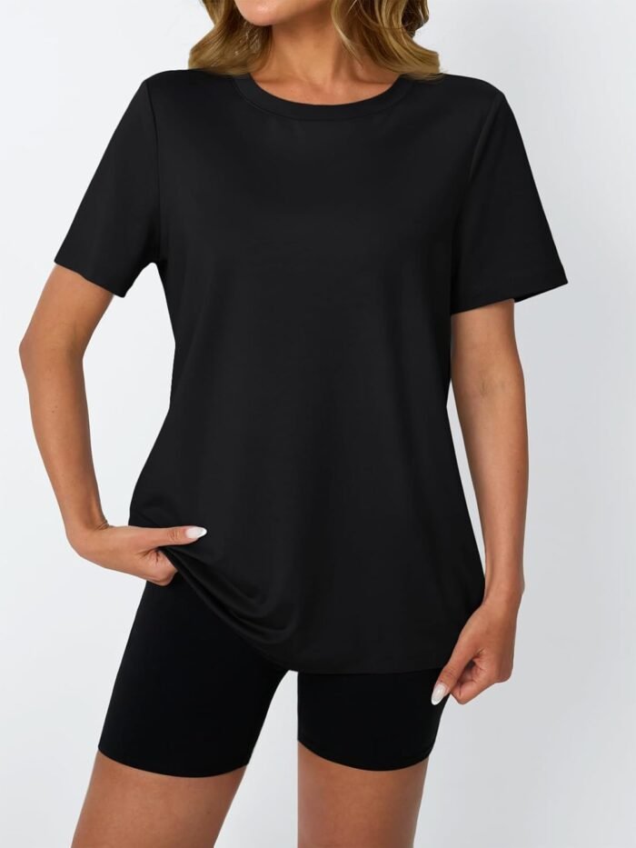AUTOMET Women's Workout Tops Short Sleeve Gym Shirts Summer Athletic Yoga Tshirts Loose Fit Casual Clothes 2025 - Image 3