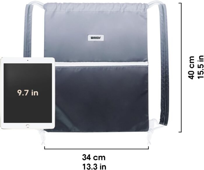WANDF Drawstring Backpack Sports Gym Bag with Shoulder Pads Water Resistant String Cinch Bag for Women Men (Black Gradient) - Image 6