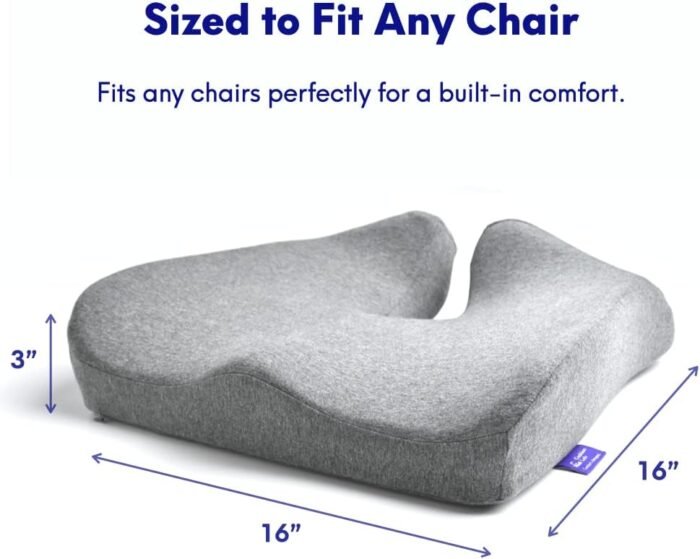 C CUSHION LAB Patented Pressure Relief Seat Cushion for Long Sitting Hours on Office/Home Chair, Car, Wheelchair - Extra-Dense Memory Foam for Hip, Tailbone, Coccyx, Sciatica - Light Grey - Image 7