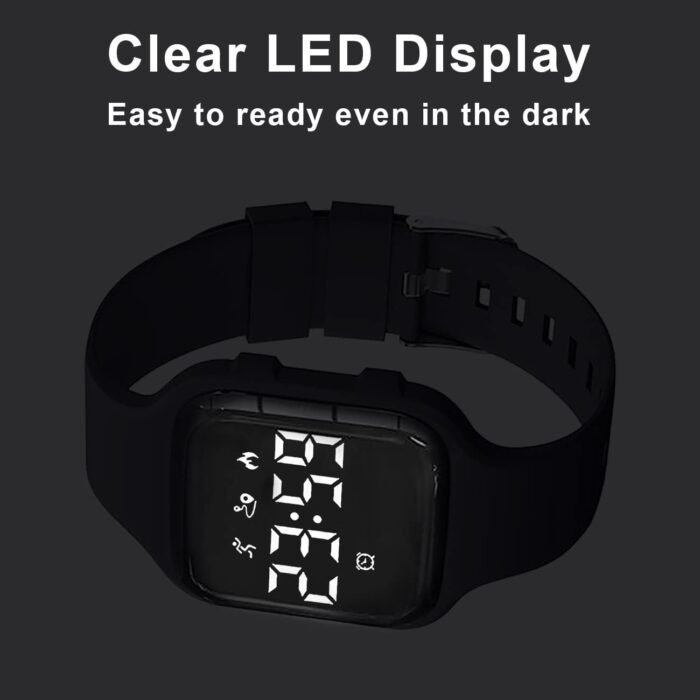 Kids Fitness Pedometer Watch Without App/Bluetooth,LED Sports Watch with Timer Calories/Distance/Step Counter,2 Alarm Clocks,21 Days Battery Life Rechargeable Digital Watch for Boy Girl Kids - Image 8