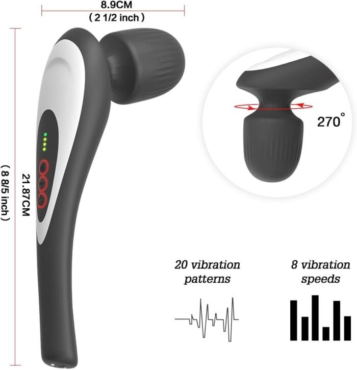 Rechargeable Personal Hand Held Deep Tissue Vibrating Massager for Muscles, Back, Foot, Neck -Cordless Electric Percussion Body Wand Massage Gift for Women her - Image 3