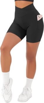 SUUKSESS Women Cross Workout Shorts with Pockets 5" High Waist Booty Biker Short - Image 3