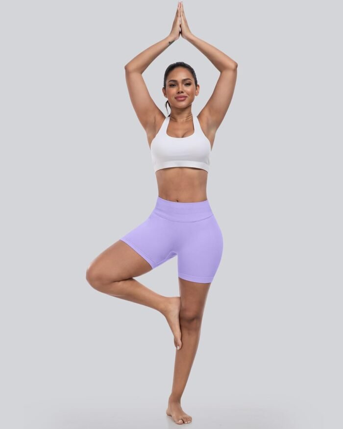 CHRLEISURE Workout Gym Biker Shorts, High Waisted Butt Lifting Scrunch Butt Sports Seamless Shorts Sets 4 Piece - Image 5