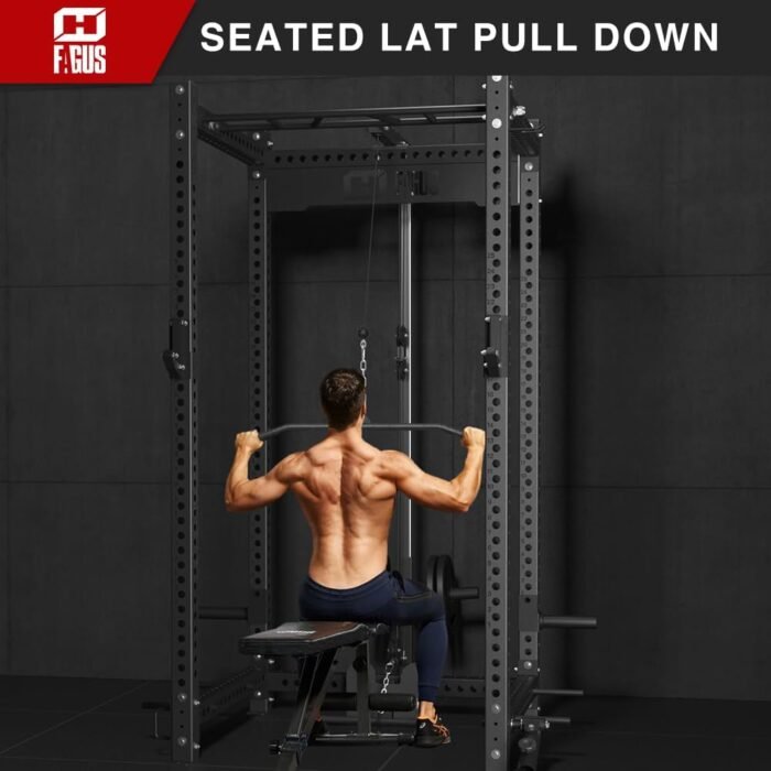 LAT Pull Down Attachment for 3"x3" Power Cage, 2000lbs Multi-Function Power Rack, Commercial Squat Rack for Home Gym Free Weight with Attachment Set - Image 6