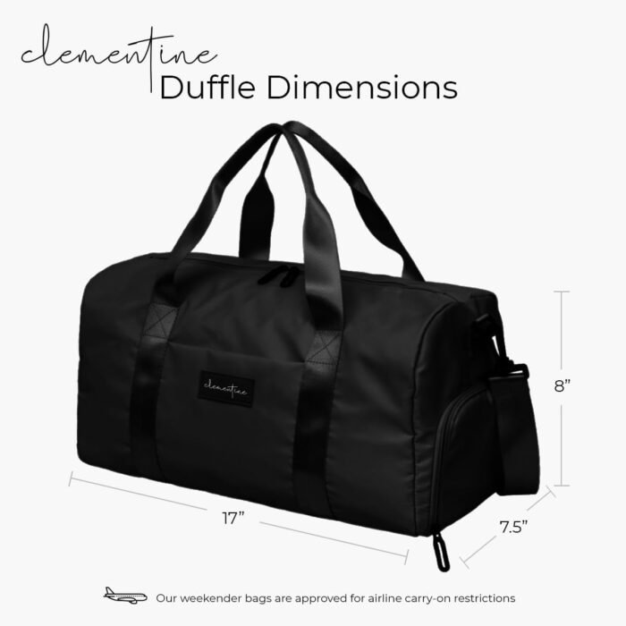 Gym Bag for Women with Shoe Compartment and Wet Pocket | Small Durable Lightweight Gym Duffle Bag | Great for the Gym and Overnights | Black - Image 4