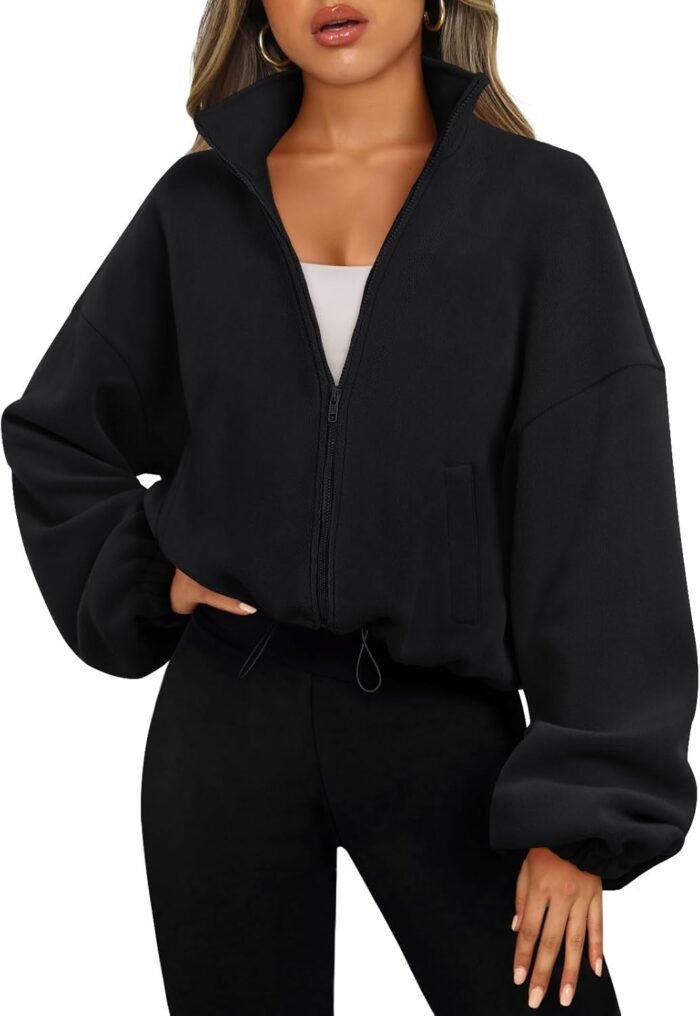 AUTOMET Womens Fleece Jackets Zip Up Oversized Sweatshirts Winter Clothes Long Sleeve Crop Sherpa Fall Outfits Fashion - Image 2