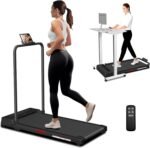Under Desk Treadmill, 3.0HP Walking Pad with Handle Bar, Foldable Treadmills for Home Office, Running Machine with LED Display & Remote Control, Jogging Machine for Small Spaces - Image 2