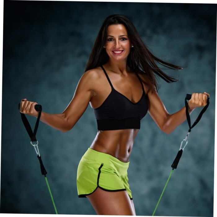 Garneck 4pcs Resistance Band Handles Plastic D Ring Exercise Strap Foam Handle Band Fitness Equipment for Home Gym Overhead Strength Training Stretching Black - Image 6