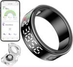 Smart Rings for Women Men Health Rings with Charging Case, Display Screen, IP68 Waterproof, Fitness Tracker with Heart Rate, Blood Oxygen, Sleep Tracker, Step Tracker (Black, 11#) - Image 2