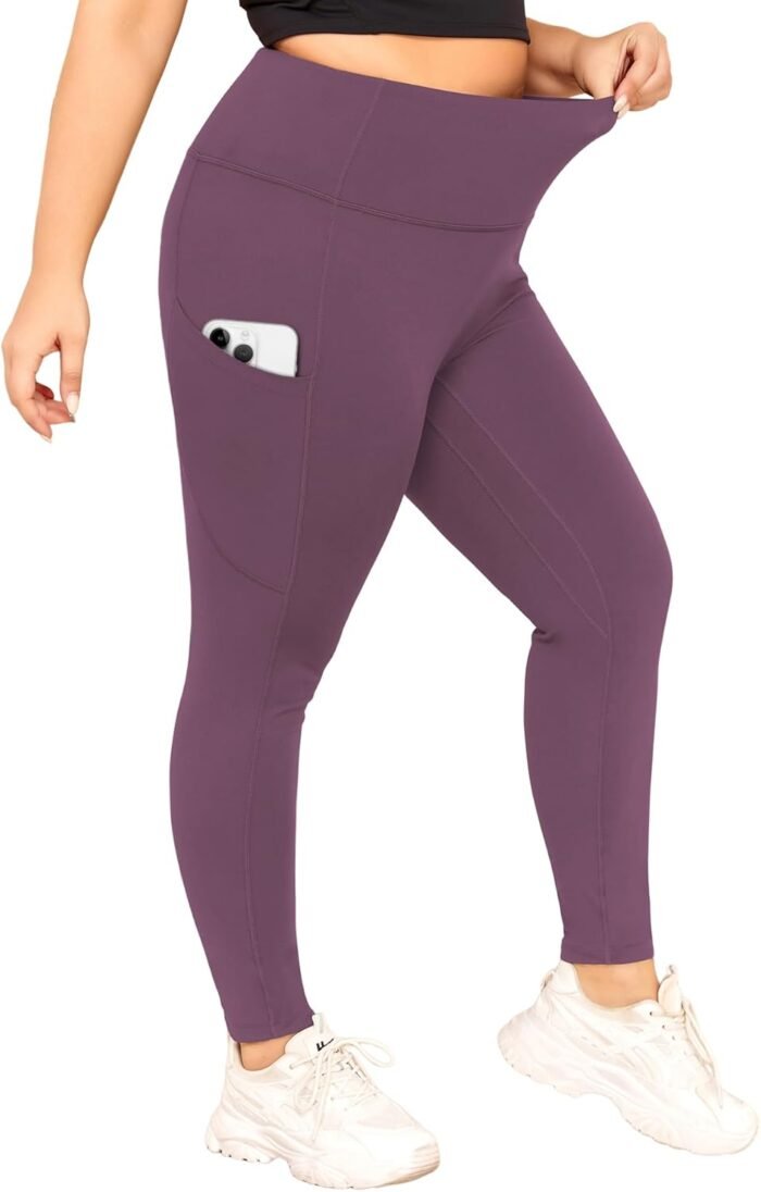 LALAGEN Plus Size Leggings for Women with Pockets-High Waisted 7/8 Leggings Tummy Control Workout Gym Yoga Pants - Image 2