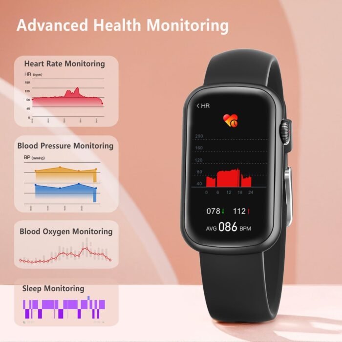 FITVII Slim Fitness Tracker with Blood Oxygen, Blood Pressure, 24/7 Heart Rate and Sleep Tracking, IP68 Waterproof Activity Trackers and Smart Watches with Step Tracker, Pedometer for Women Men - Image 4