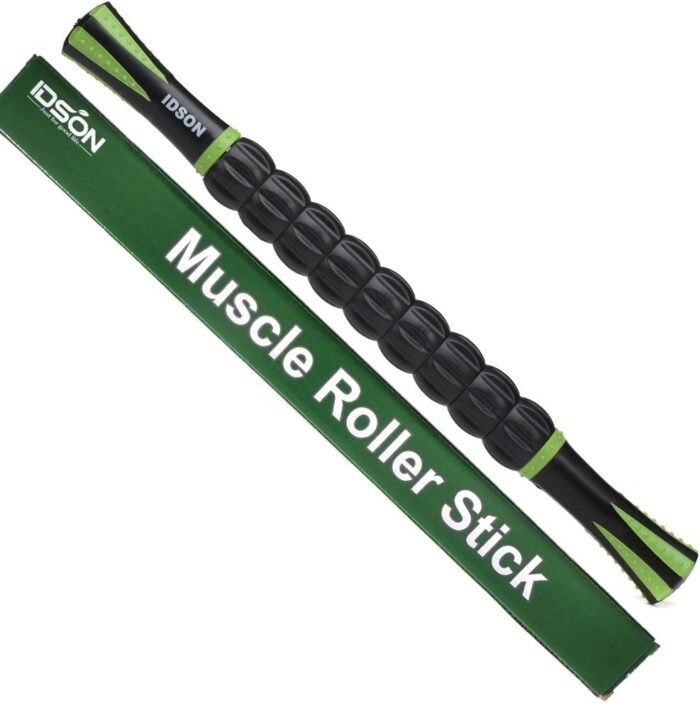 Idson Muscle Roller Stick for Athletes- Body Massage Sticks Tools Massager for Relief Muscle Soreness,Cramping and Tightness,Help Legs and Back Recovery,Black Green - Image 2