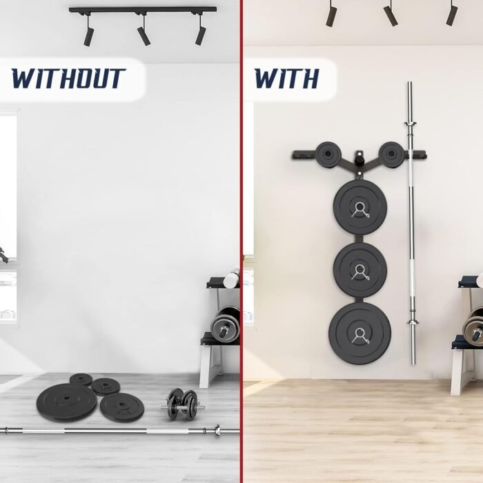 Yes4All 6 Pegs & 4 Barbell Storage Racks Load Up to 1190 LBS - Wall Mounted Weight Plate Tree & Barbell Holder - Image 7