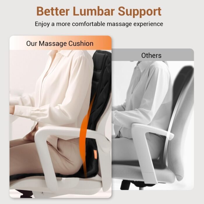Back Massager with Heat,Heated Seat Cover Cushion with 5 Vibrating Massage Nodes & 2 Heat Levels Massage Chair Pad for Pain Relief Home Office Use - Image 9