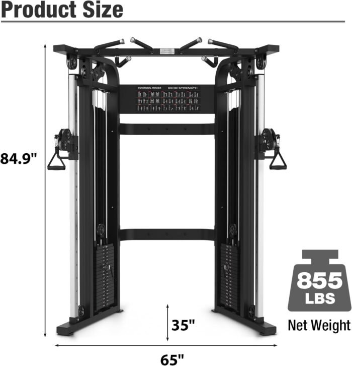 Functional Trainer Cable Machine, Cable Crossover Exercise Machine for Home & Commercial Gym, All in One Home Gym System Cable Machine and Dual Weights Stack for Cable Workout - Image 3