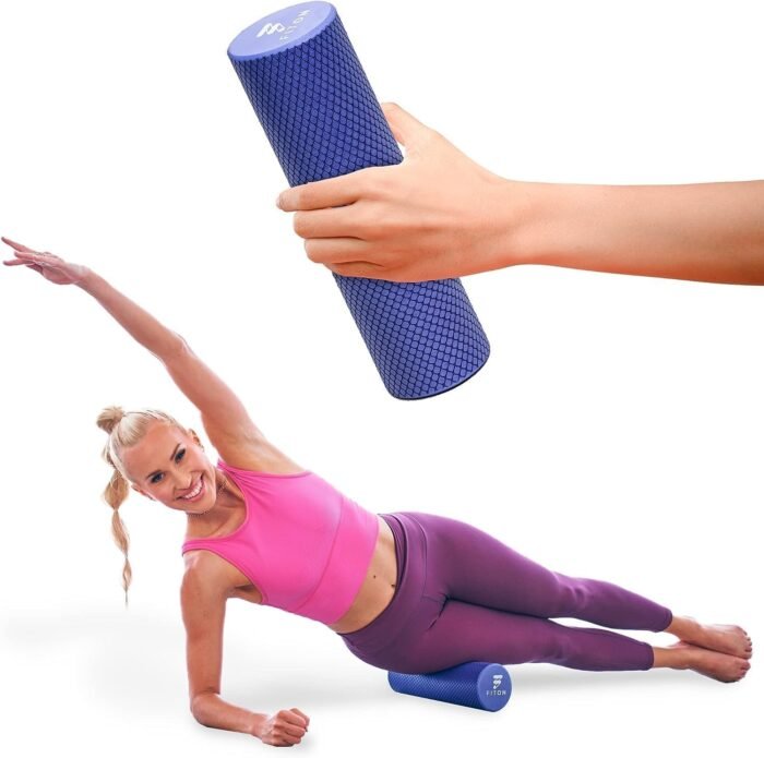 Recovery Foam Roller - High Density Travel Foam Roller for Muscle Massage and Deep Tissue Relief - Compact and Portable for Exercise, Travel, and Fitness - 12"x4", Purple - Image 2