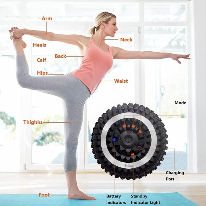 Vibrating Massage Ball 4-Speed High-Intensity Fitness Yoga Massage Roller, Relieving Muscle Tension Pain & Pressure Massaging Balls (Black) - Image 4