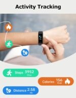 Fitness Tracker, Fitness Watches for Women Men Pedometer Watch with 24/7 Heart Rate Monitor Sleep Tracker Step/Calorie Counter Stopwatch IP68 Waterproof Activity Trackers (Dark Black) - Image 5