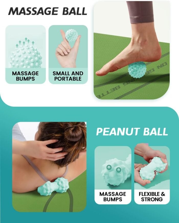 Yoga Wheel Set 9 in 1, Yoga Starter Kit for Beginner, Back Roller for Pain Relief & Deep Tissue Massage, Stretching, Improving Backbends, Size 13'' - Image 8