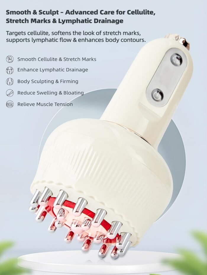 Lymphatic Drainage Massager & Anti Cellulite Massage Tool, Helps Reduce Stretch Marks & Cellulite, for Legs, Arms & Belly, Body Sculpting Machine with Microcurrent, Light, Heat & Vibration - Image 3