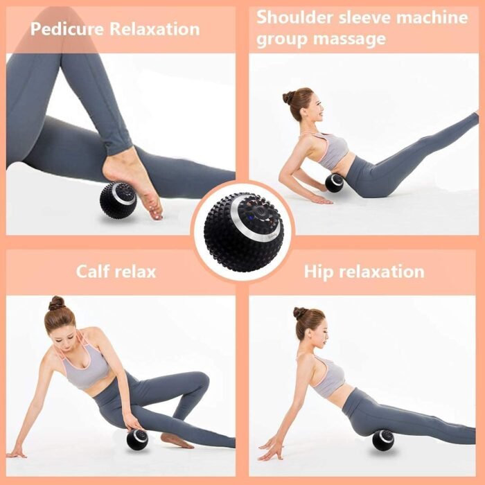 Vibrating Massage Ball 4-Speed High-Intensity Fitness Yoga Massage Roller, Relieving Muscle Tension Pain & Pressure Massaging Balls (Black) - Image 6