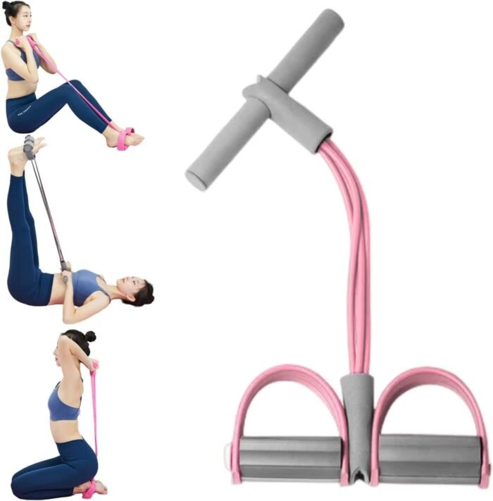 21 Fitness Resistance Bands - 4 Tube Pedal Ankle Puller, Yoga Handle Bands Exerciser Multifunction Trainer Tension Rope for Body, Abdomen, Waist, Arm, Tummy Exercise Stretching Training ( Color : Ash - Image 2