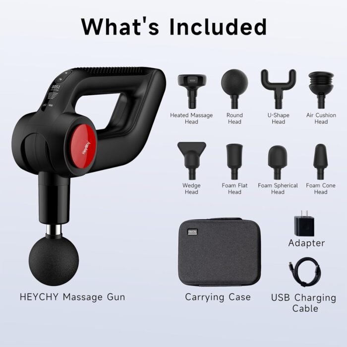 Massage Gun with Heat,Deep Tissue Massager with 12MM Amplitude, Professional Massager for Pain Relief,Portable Percussion Muscle Massage Gun for Back, 2025 Gifts,FSA/HSA Eligible - Image 10