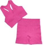 Workout Sets Two Piece Outfits for Women Clothes Gym Yoga Seamless Racerback Sports Bra Tank Tops with Biker Shorts - Image 6