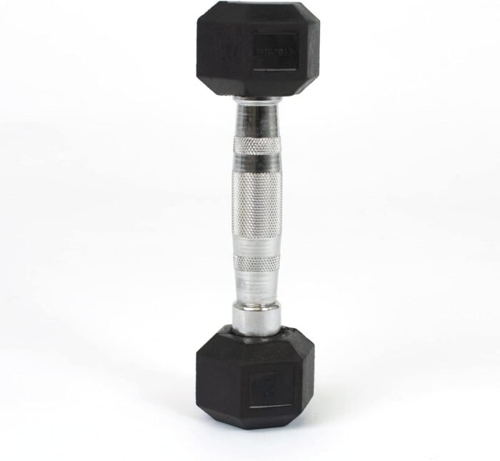 Rubber Coated Hexagon Dumbbells - Pairs - Encased Hand Weights for Men and Women - Image 5