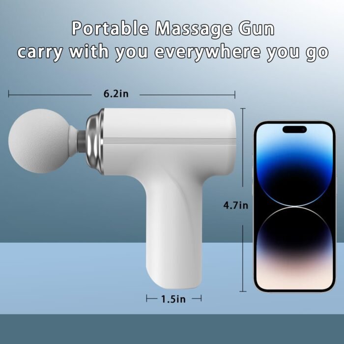 Mini Massage Gun Deep Tissue, Electric Muscle Back Massage Gun, Small Travel Handheld Massagers, Neck Massager for Pain Relief, Care Gifts for Mom/Dad/Men/Women, White - Image 3