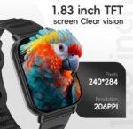 Smart Watch Sports Pedometer Fitness Tracker, Bluetooth Call Heart Rate/Blood Oxygen/Sleep Monitor, 100 Sports Modes Waterproof for iOS Android Men's Women's Smart Watch (Black) - Image 4