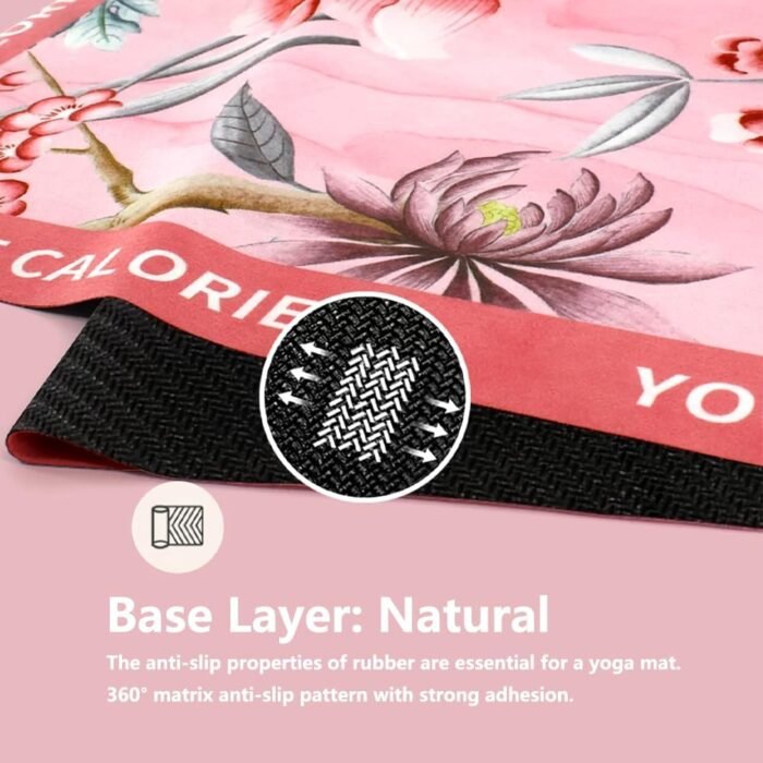Hot Yoga Towel – Non-Slip, Absorbent & Lightweight Yoga Mat Towel, 72"x26.7", Ultra-Thin 0.04", Floral Design, Microfiber & Rubber, Foldable, Perfect for Hot Yoga, Pilates & Gym - Image 5