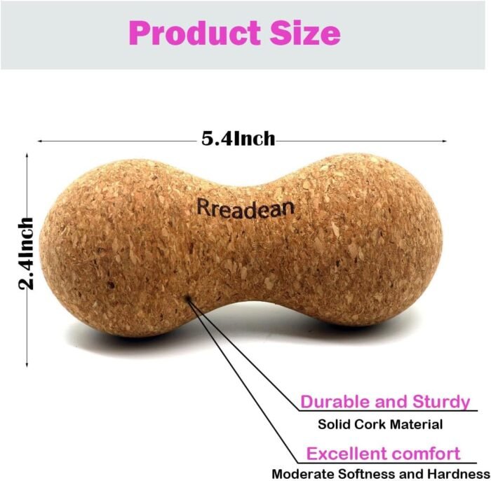 Cork Peanut Massage Ball, Lacrosse Ball Peanut Roller Massage for Rigger Point Therapy, Relax Muscles,Back Pain, Yoga & Posture Improvement - Image 5