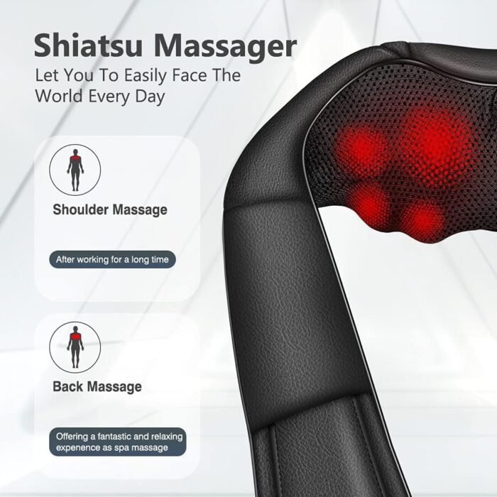 Neck Massager with Heat, Shiatsu Massager for Neck, Back, Shoulder, Foot and Leg, Deep Tissue 3D Kneading Massage for Relax Muscles at Home and Offie,Back Massagers for Women and Men - Image 6