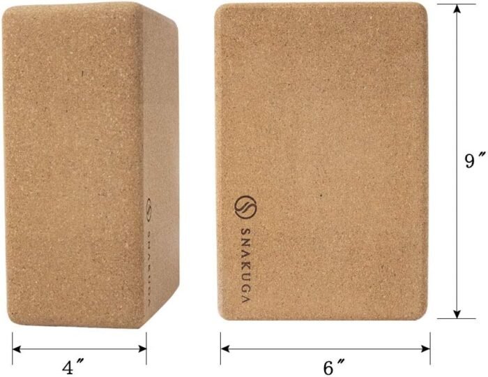SNAKUGA Cork Yoga Block 2 Pack for Pilates, 4'' or 3'' Non-Slip & High Density Blocks for Meditation, Fitness and Stretching, Supportive and Flexibility Brick for Improve Poses Balance - Image 4
