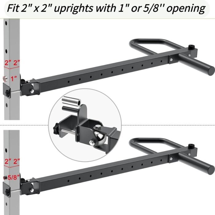SELEWARE Adjustable Lever Arms Heavy Duty Jammer Arms for 2'' x 2'' and 3'' x 3''Power Racks Rated 600 lbs Per Arm for Strength Training Home Gym Workout Attachments Compatible with 2" Olympic Plates - Image 5