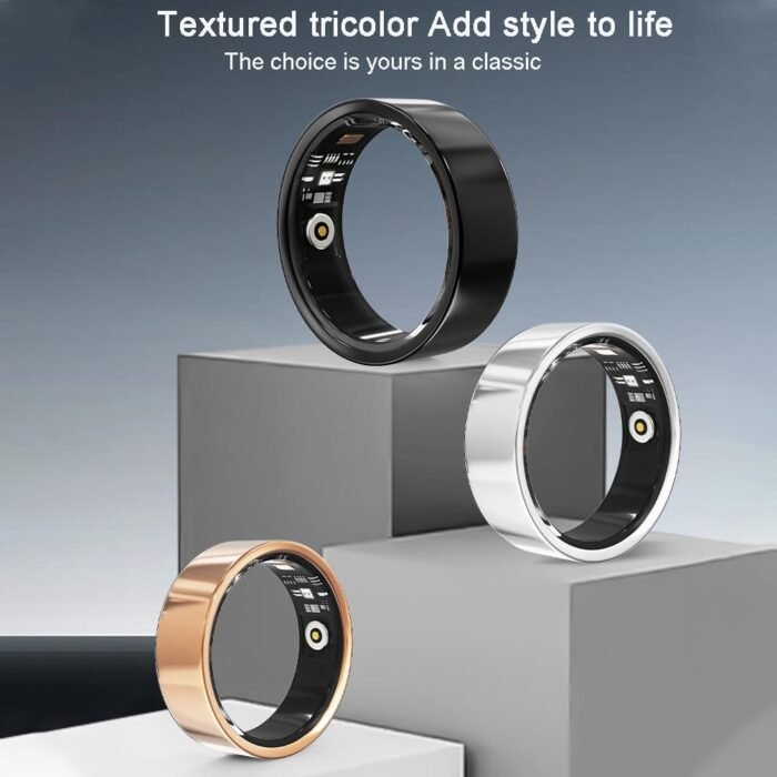 Smart Ring for Men Women with Sleep/Heart Rate/Blood Pressure/Sleep/Blood Oxygen Monitor, Pedometer, No Subscription Fee,IP68 Waterproof Fitness Tracker for iPhone &Android (Black, 12) - Image 4