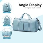 ZGWJ Sports Gym Bag with Wet Pocket & Shoes Compartment, Waterproof Shoulder Weekender Bag for Women and Men Swim Sports Travel Gym Bag Lightweight and easy Carry on Light Blue - Image 4