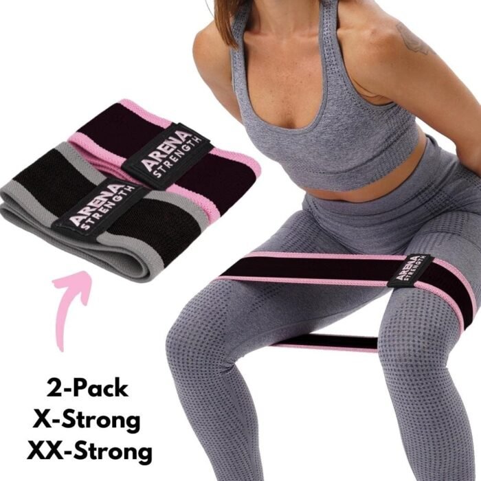 Arena Strength Fabric Booty Bands: Fabric Resistance Bands for Legs and Butt: 3 Pack Set. Perfect Workout Hip Band Resistance. Workout Program and Carry Case Included - Image 3