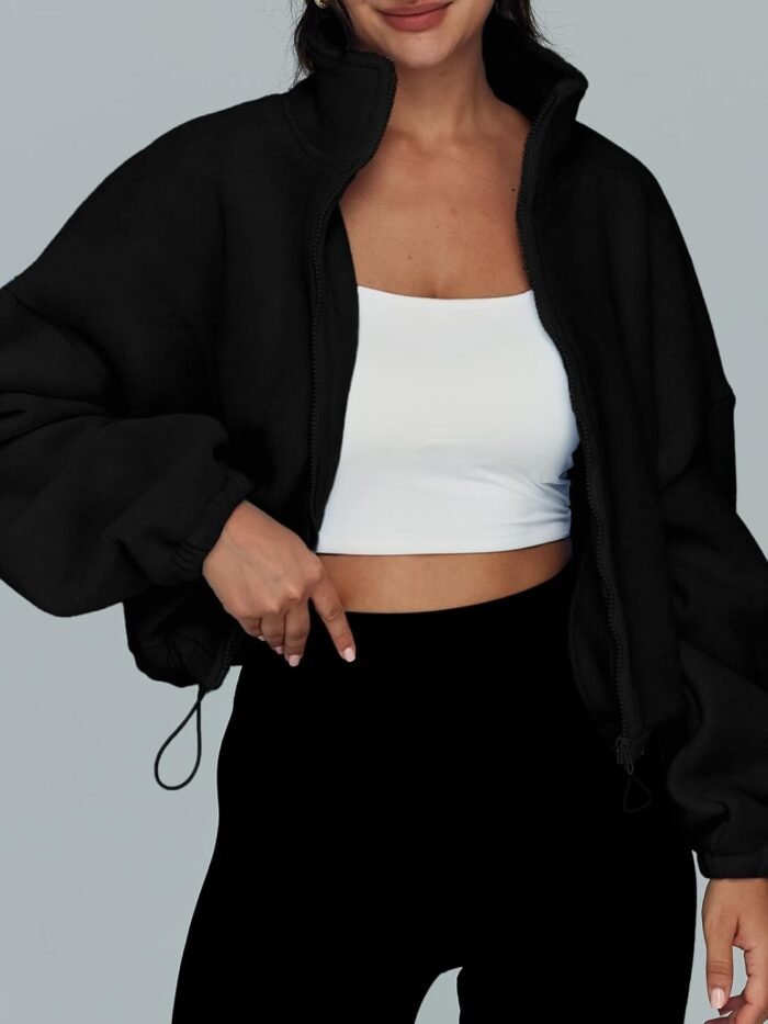 AUTOMET Womens Fleece Jackets Zip Up Oversized Sweatshirts Winter Clothes Long Sleeve Crop Sherpa Fall Outfits Fashion - Image 5