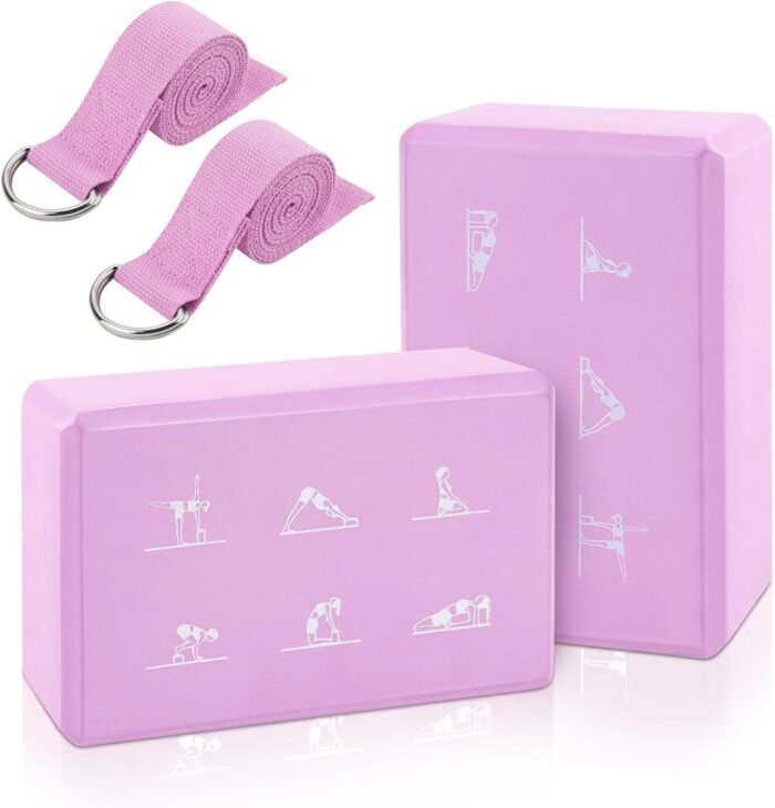2 Yoga Block and Yoga Strap Set, FHDUSRYO High Density EVA Foam Blocks, Non-slip Yoga Bricks with 6ft Strap, Supportive Latex-Free Yoga Block Kit to Improve Balance and Flexibility - Image 9