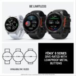 Garmin fēnix® 8 – 51 mm, AMOLED, Sapphire, Premium Multisport GPS Smartwatch, Long-Lasting Battery Life, Dive-Rated, Built-in LED Flashlight, Titanium with Spark Orange/Graphite Band - Image 9