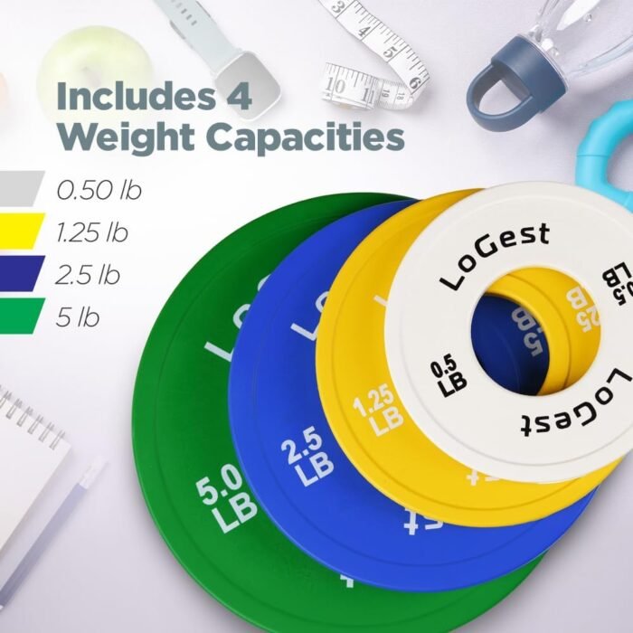 LoGest Olympic Change Weight Plates Set - For Weightlifting, Powerlifting or Gymnastics - 8-Piece Set Fractional Weight Plates - 0.5LB 1.25LB 2.5LB 5LB Pair Cross Training Bumper - Image 6