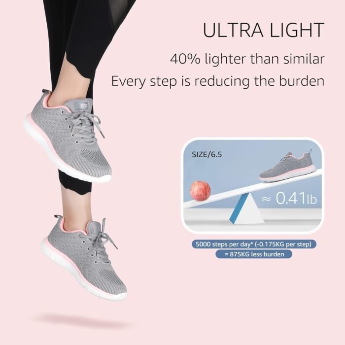 STQ Tennis Shoes Womens Sneakers Breathable Mesh Walking Shoes Arch Support Orthopedic Athletic Workout Gym Running Shoe for Travel Jogging Sports Cross Training - Image 5